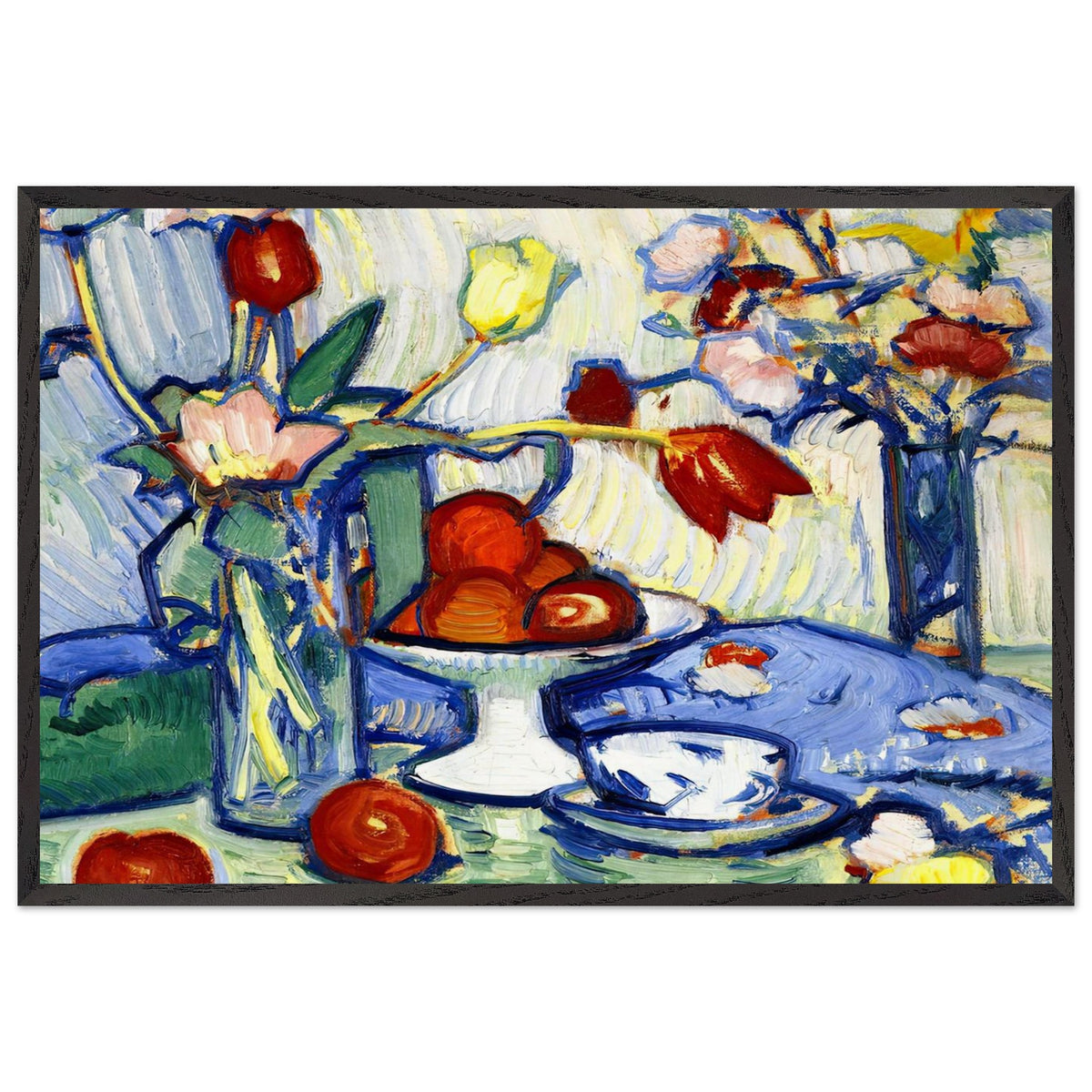 Tulips and Fruit by Samuel Peploe, framed poster