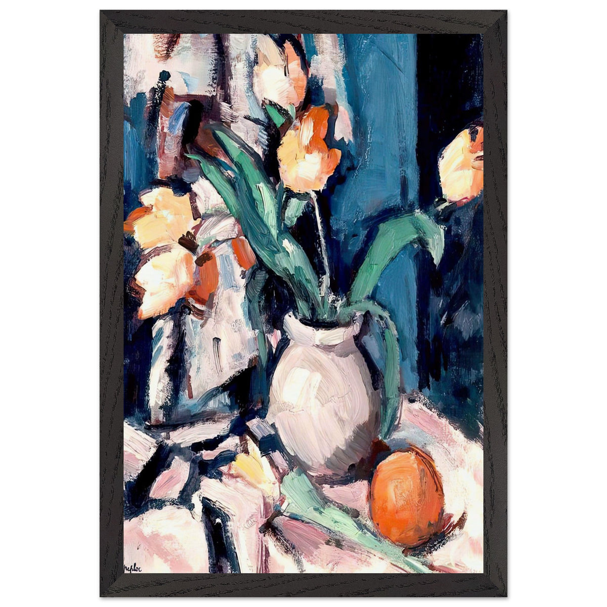 Tulips in a Brown Jar by Samuel Peploe, framed poster, view 2
