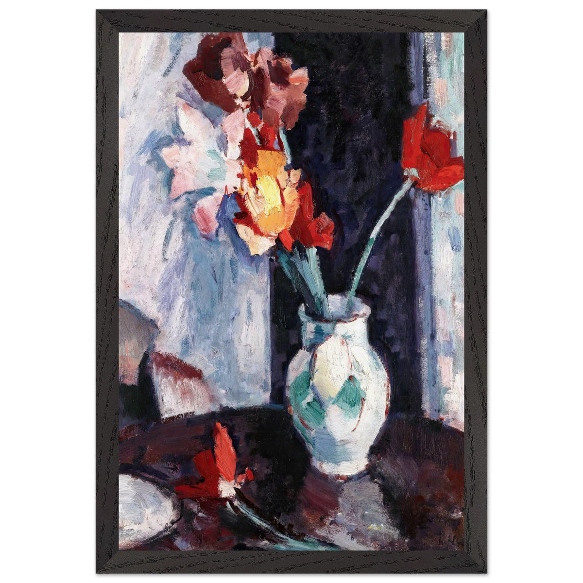 Tulips in a White Vase by Samuel Peploe, framed poster, view 2