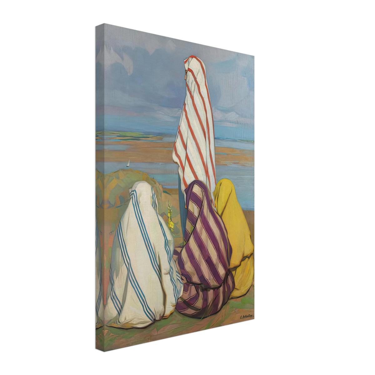 Turk Women on the Shore of Danube by Constantin Artachino, canvas