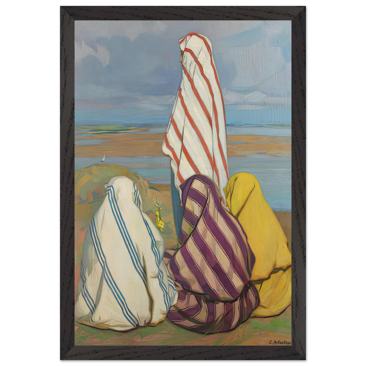 Turk Women on the Shore of Danube by Constantin Artachino, framed poster, view 2