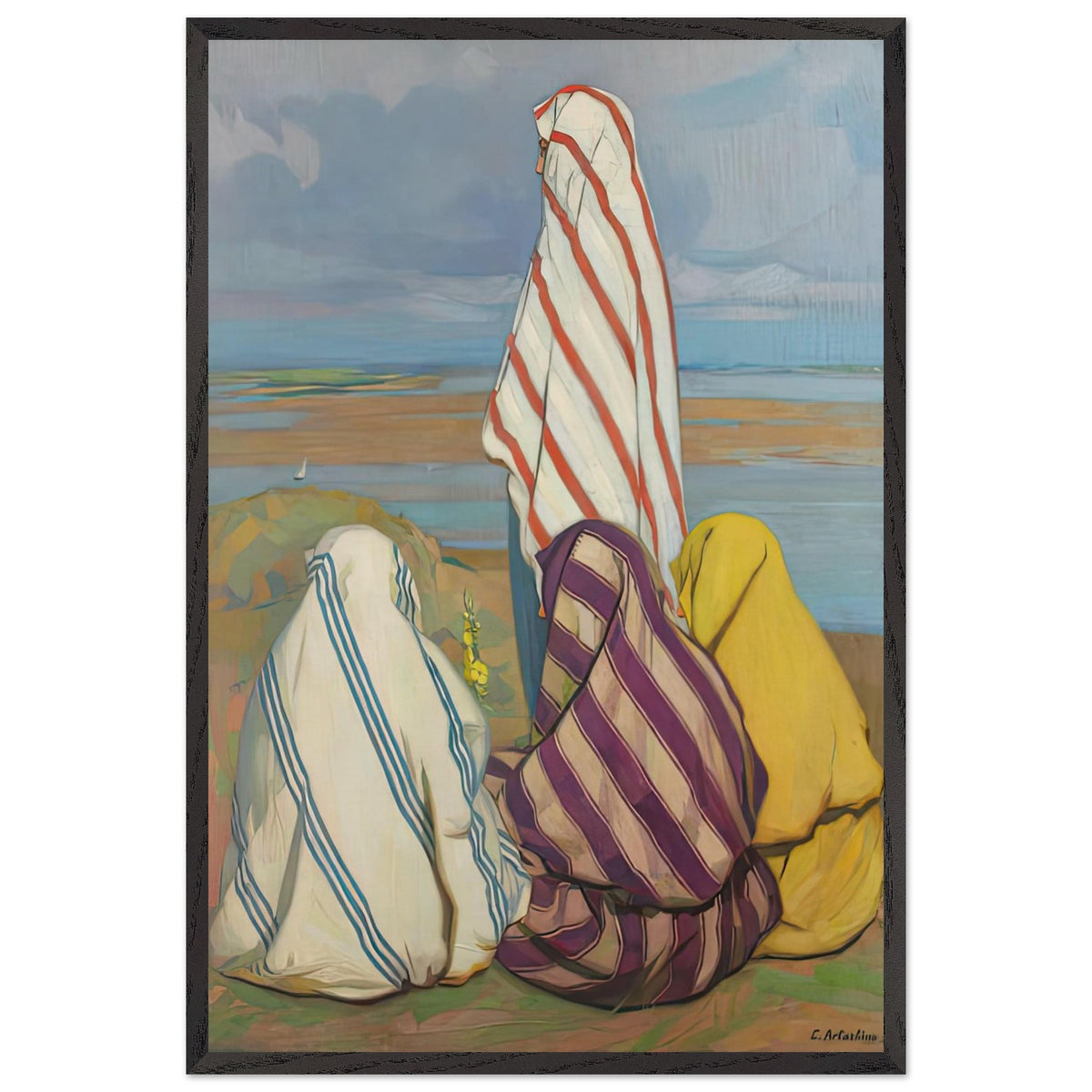 Turk Women on the Shore of Danube by Constantin Artachino, framed poster