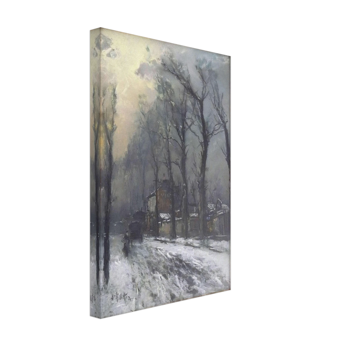 Une Route Enneigee, a Paris ou en Banlieue Parisienne by Pierre-Jacques Pelletier, canvas, view 2
