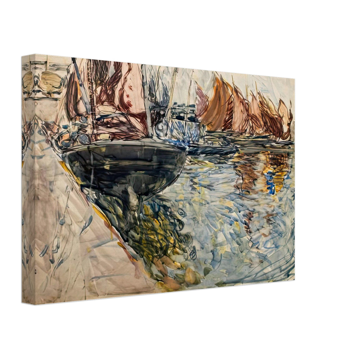 Untitled (Boats by the Harbour Wall) by Frances Hodgkins, canvas, view 2