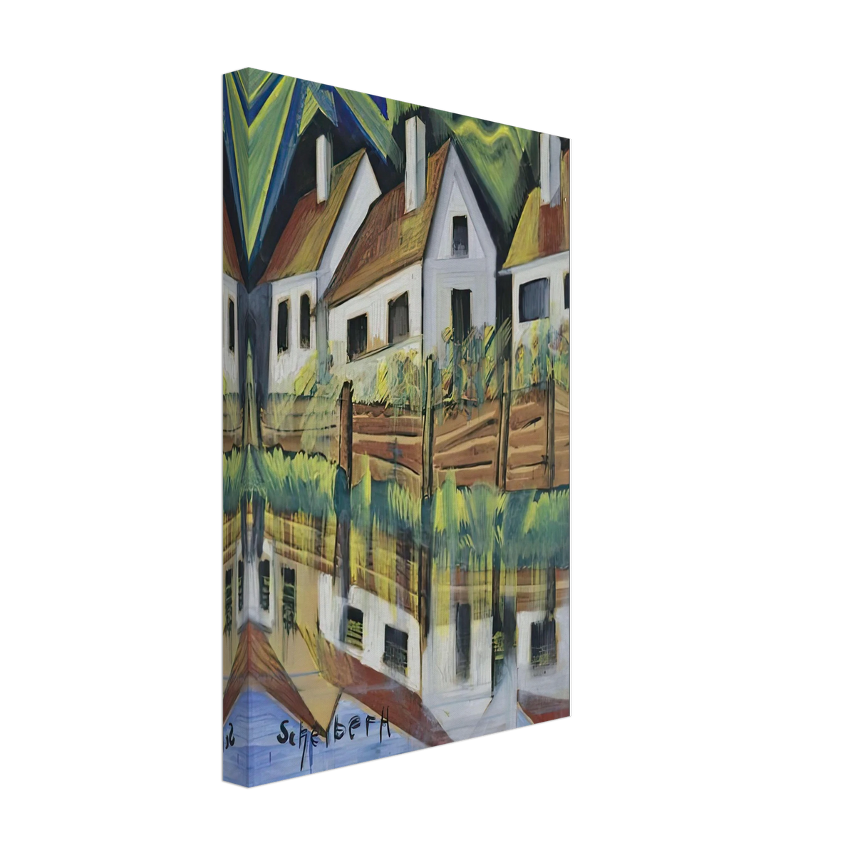 Város Patakkal by Scheiber Hugó, canvas, view 2