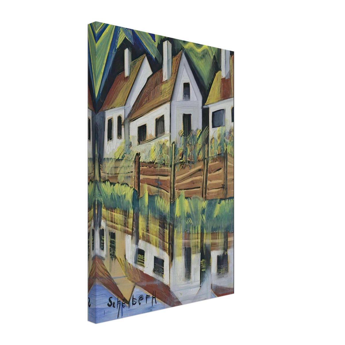 Város Patakkal by Scheiber Hugó, canvas