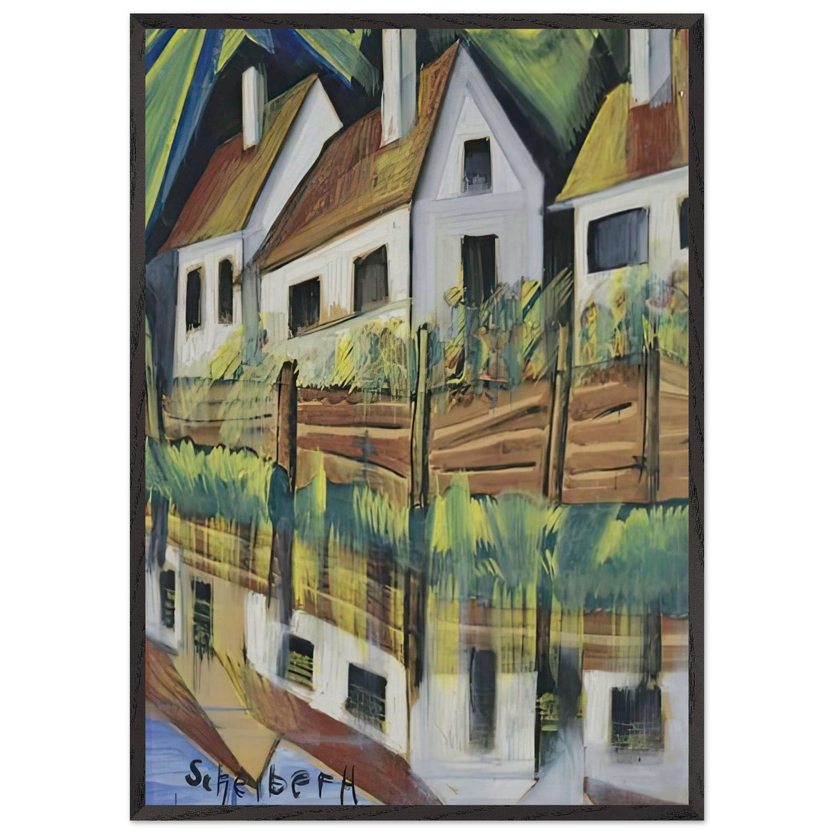 Város Patakkal by Scheiber Hugó, framed poster, view 3