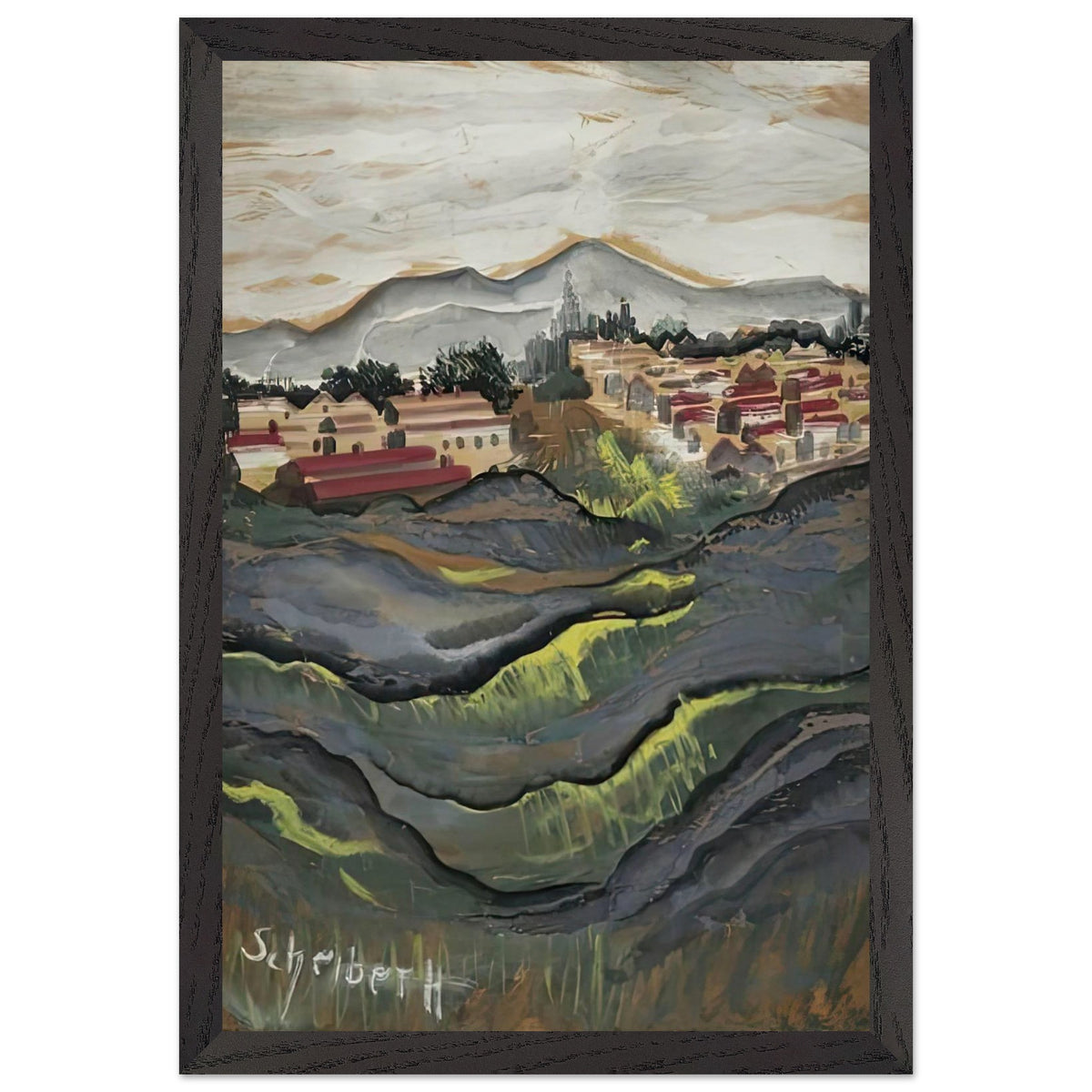 Város by Scheiber Hugó, framed poster, view 2