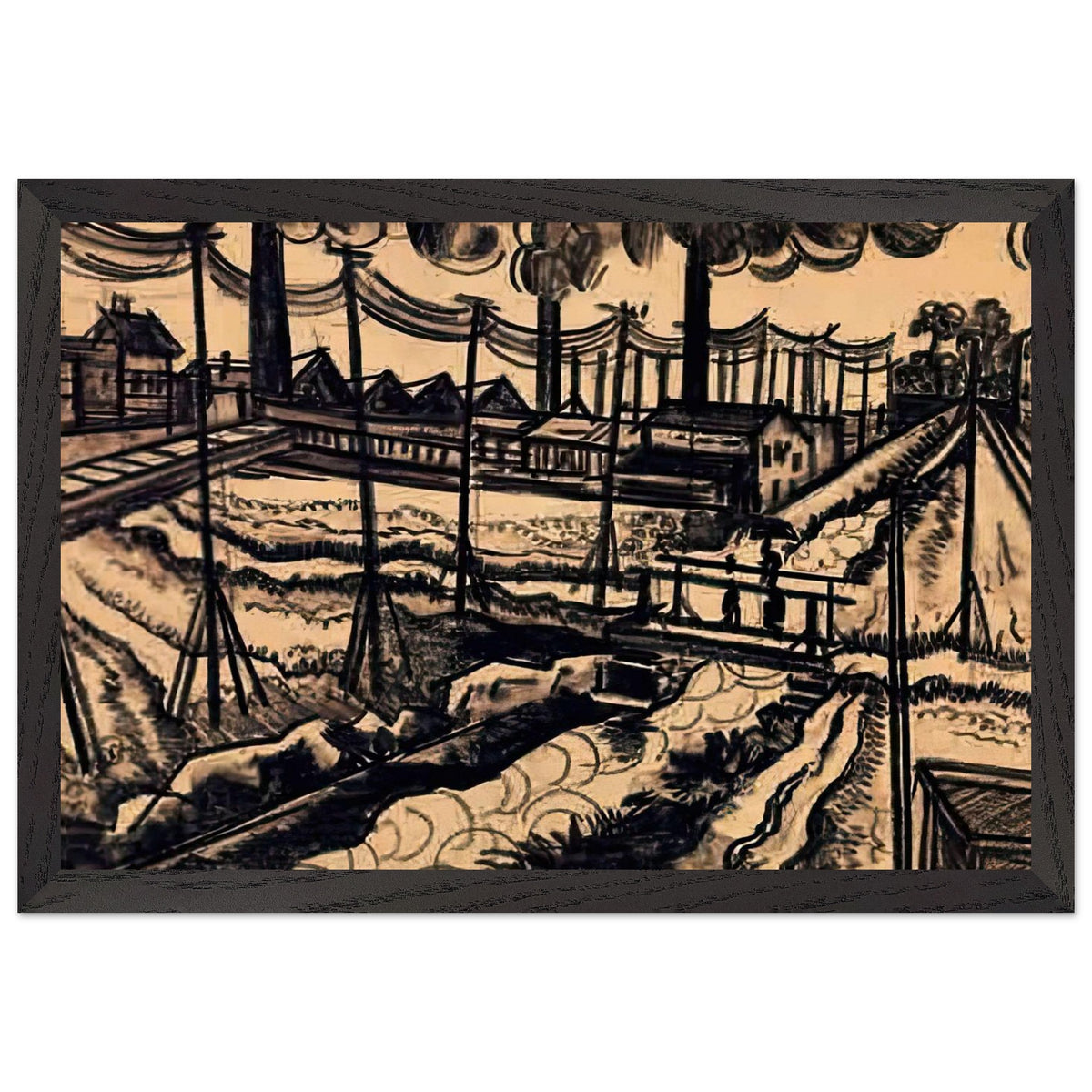 Városszéle by Scheiber Hugó, framed poster, view 2