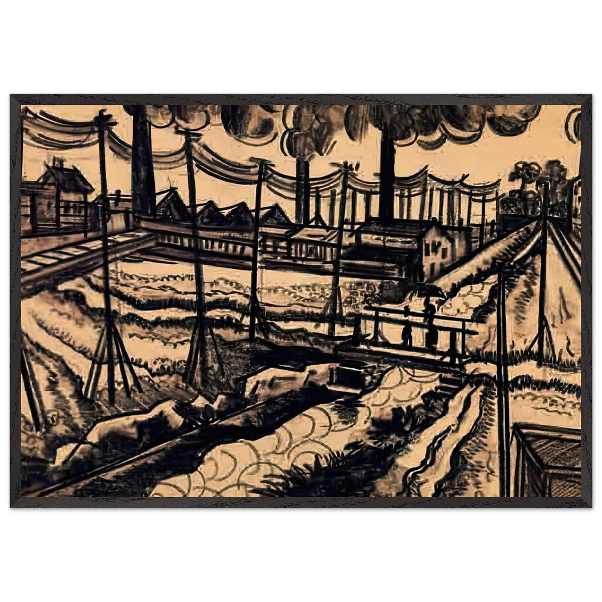 Városszéle by Scheiber Hugó, framed poster, view 3