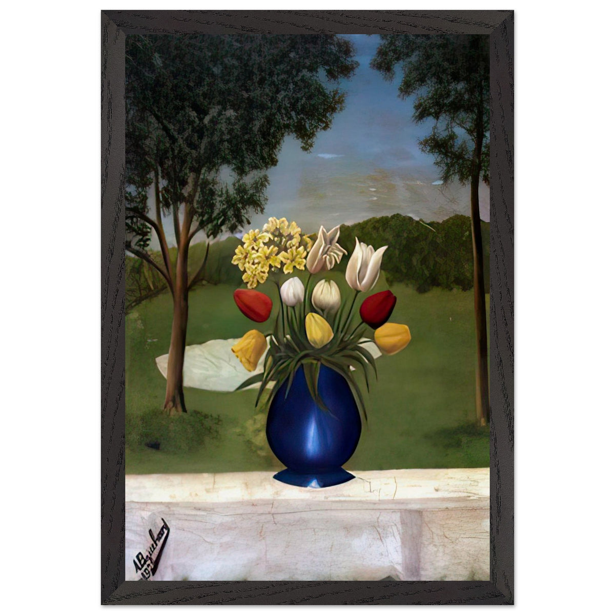 Vase aux Tulipes by Andre Bauchant, framed poster, view 2