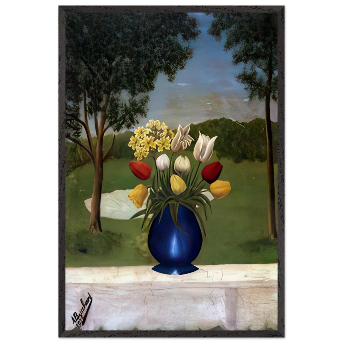 Vase aux Tulipes by Andre Bauchant, framed poster