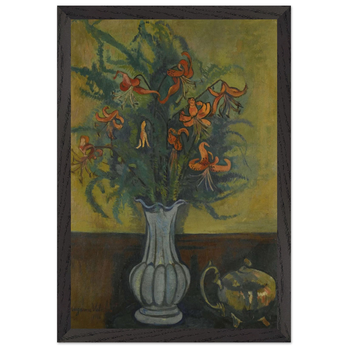 Vase of Flowers and Teapot by Suzanne Valadon, framed poster, view 2