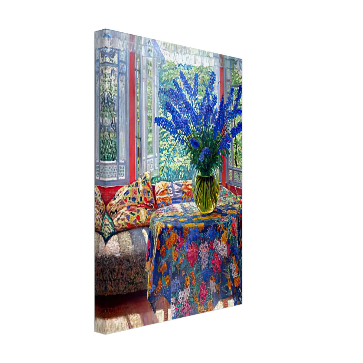 Vase of Flowers in the Winter Garden by Nikolay Bogdanov Belsky, canvas, view 2
