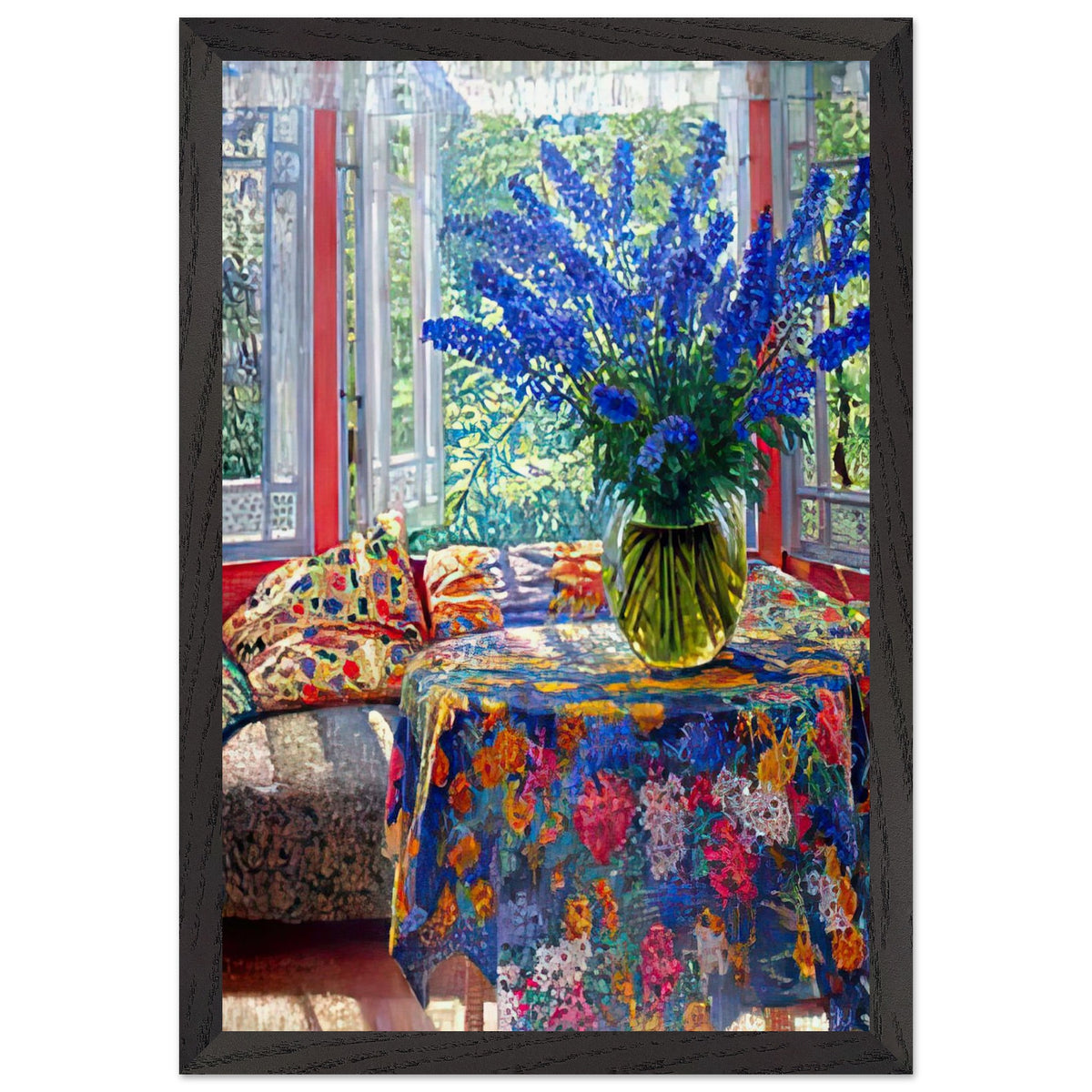 Vase of Flowers in the Winter Garden by Nikolay Bogdanov Belsky, framed poster, view 2