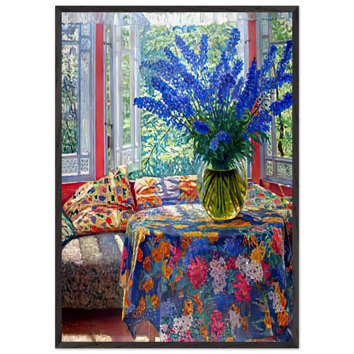 Vase of Flowers in the Winter Garden by Nikolay Bogdanov Belsky, framed poster, view 3