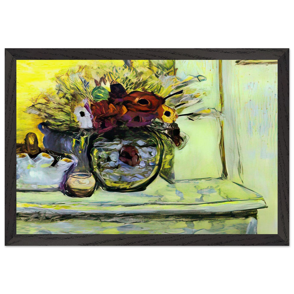 Vase with Anemonies and Empty Vase by Pierre Bonnard, framed poster, view 2