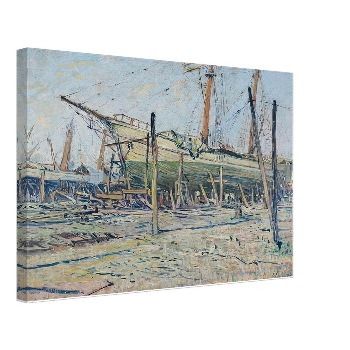 Velieri sullo scalo a Viareggio by Galileo Chini, canvas
