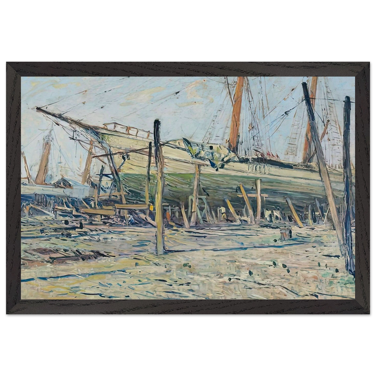 Velieri sullo scalo a Viareggio by Galileo Chini, framed poster, view 2