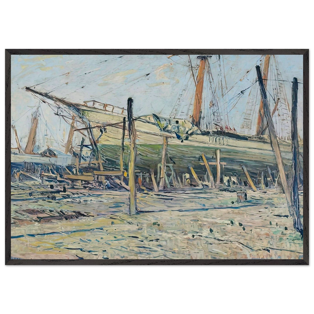 Velieri sullo scalo a Viareggio by Galileo Chini, framed poster, view 3