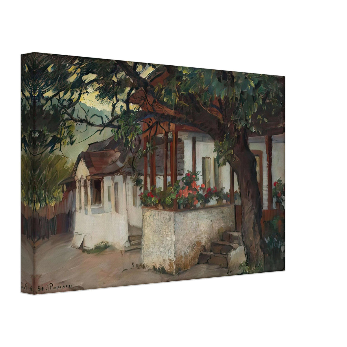 Veranda with Flowers by Stefan Popescu, canvas, view 2