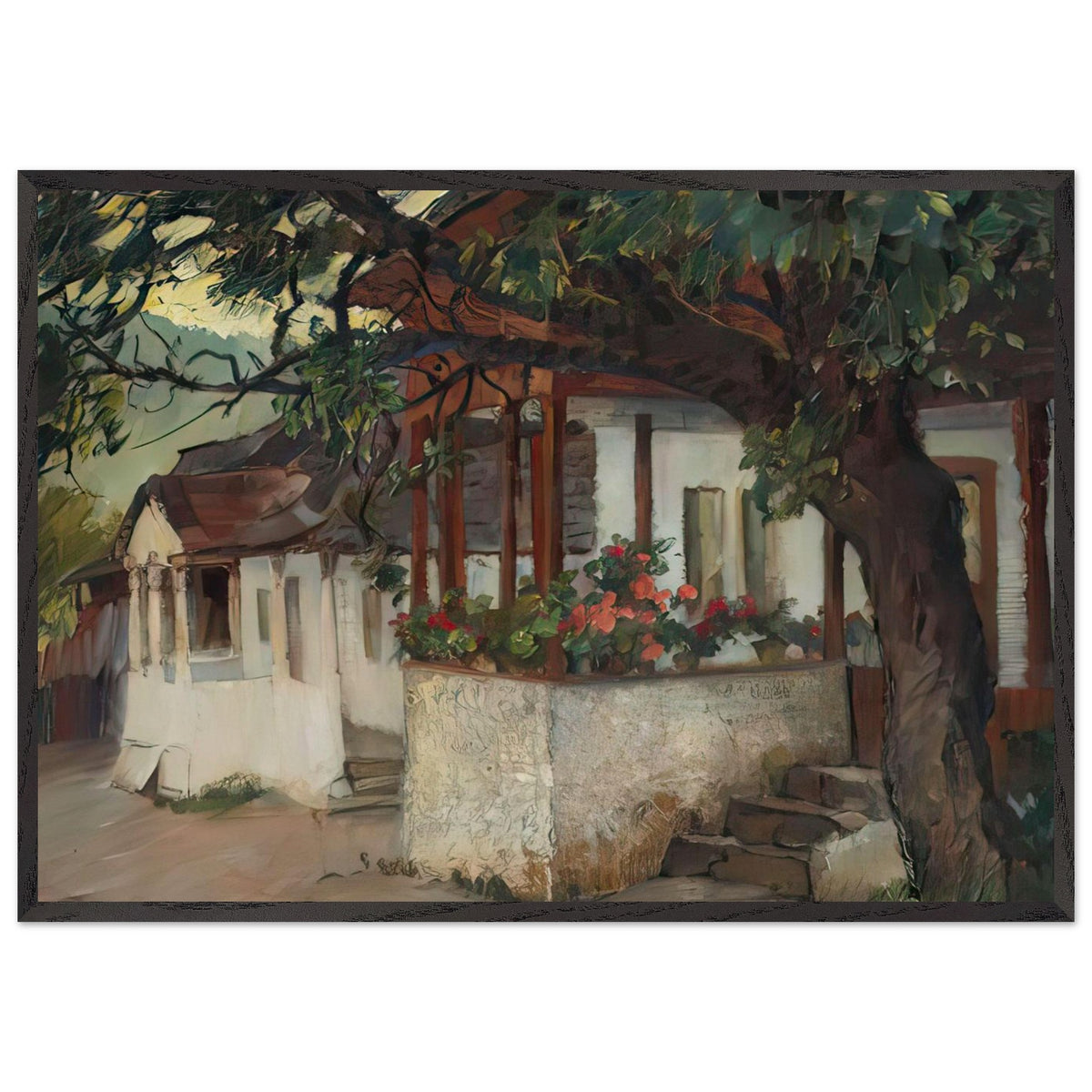 Veranda with Flowers by Stefan Popescu, framed poster, view 3