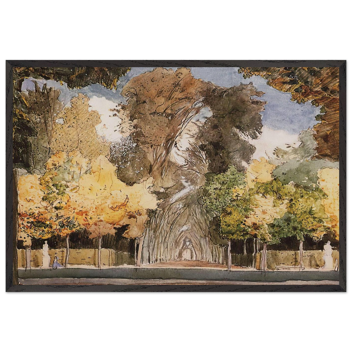 Versailles Park in Autumn by Konstantin Somov, framed poster