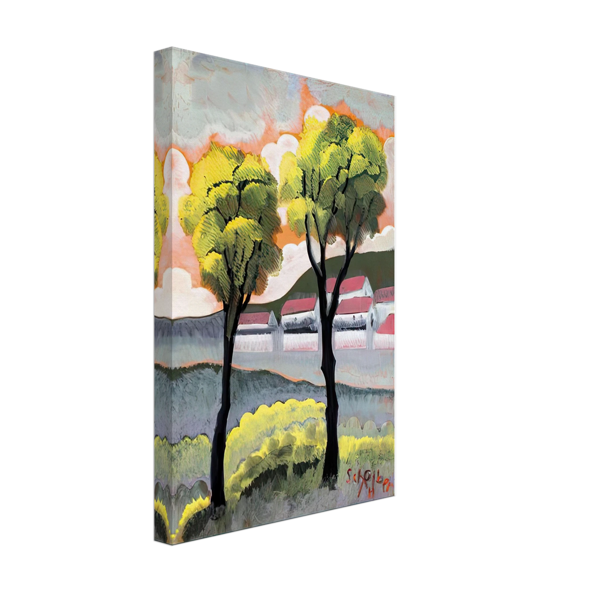 Vidéki Táj Fákkal by Scheiber Hugó, canvas, view 2