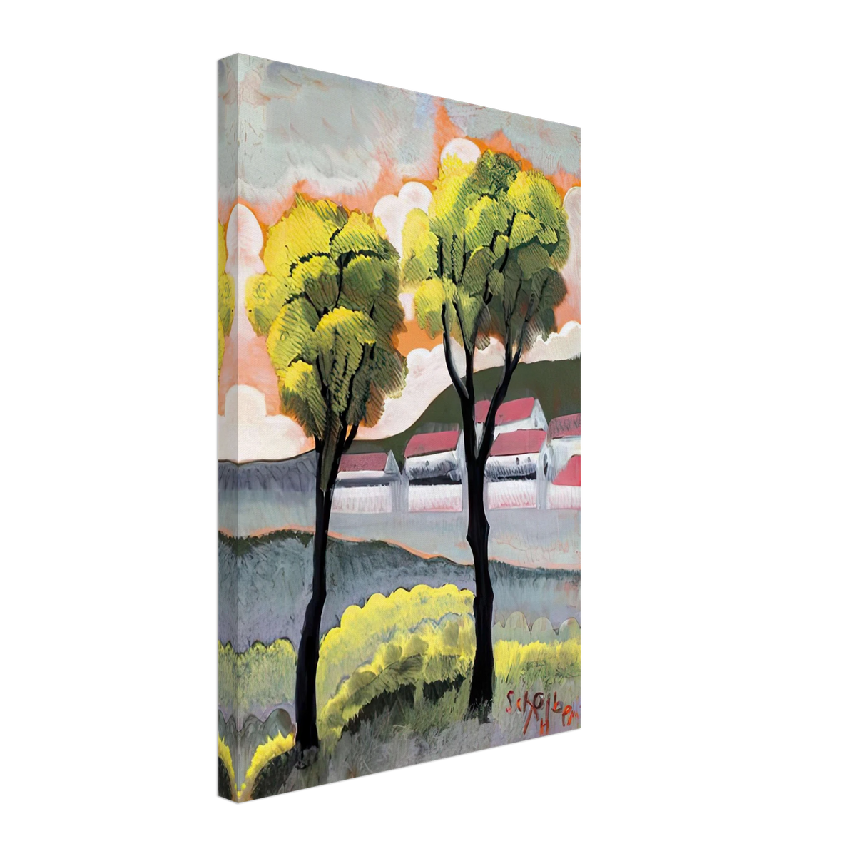 Vidéki Táj Fákkal by Scheiber Hugó, canvas