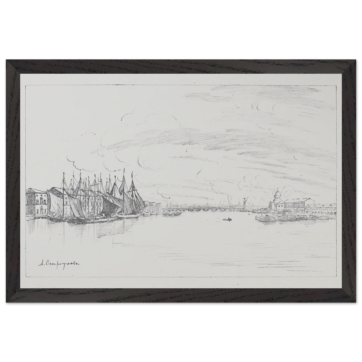View from the Tuchkov Bridge by Anna Ostroumova-Lebedeva, framed poster, view 2