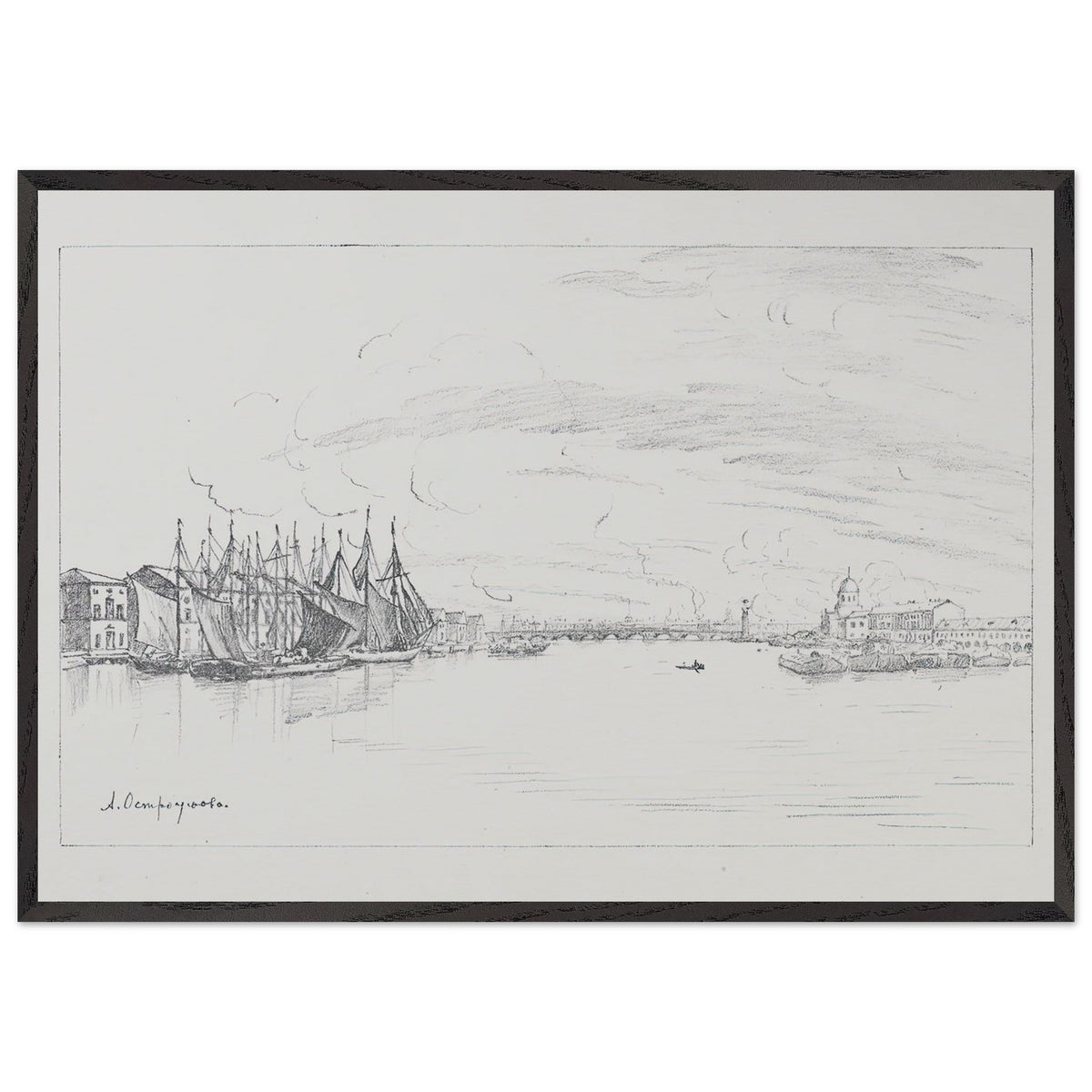 View from the Tuchkov Bridge by Anna Ostroumova-Lebedeva, framed poster, view 3