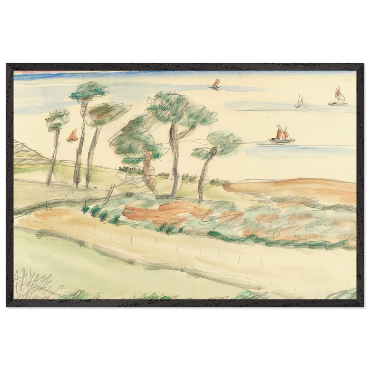 View Towards the Mediterranean Sea by Theodor Pallady, framed poster
