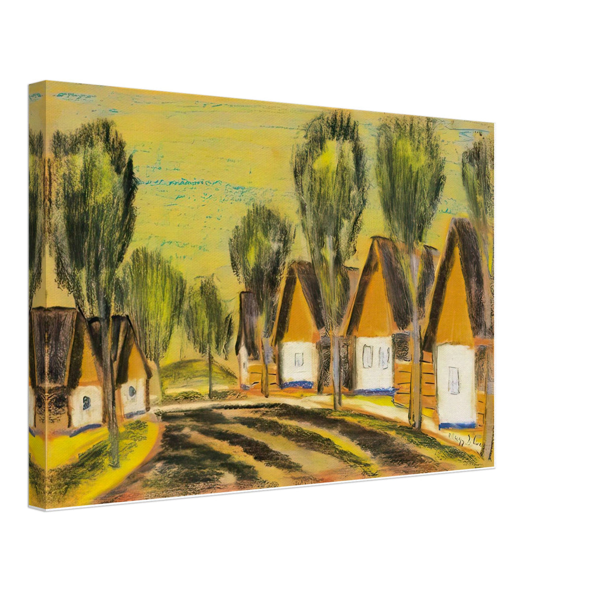 Village-row of Houses by Istvan Nagy, canvas