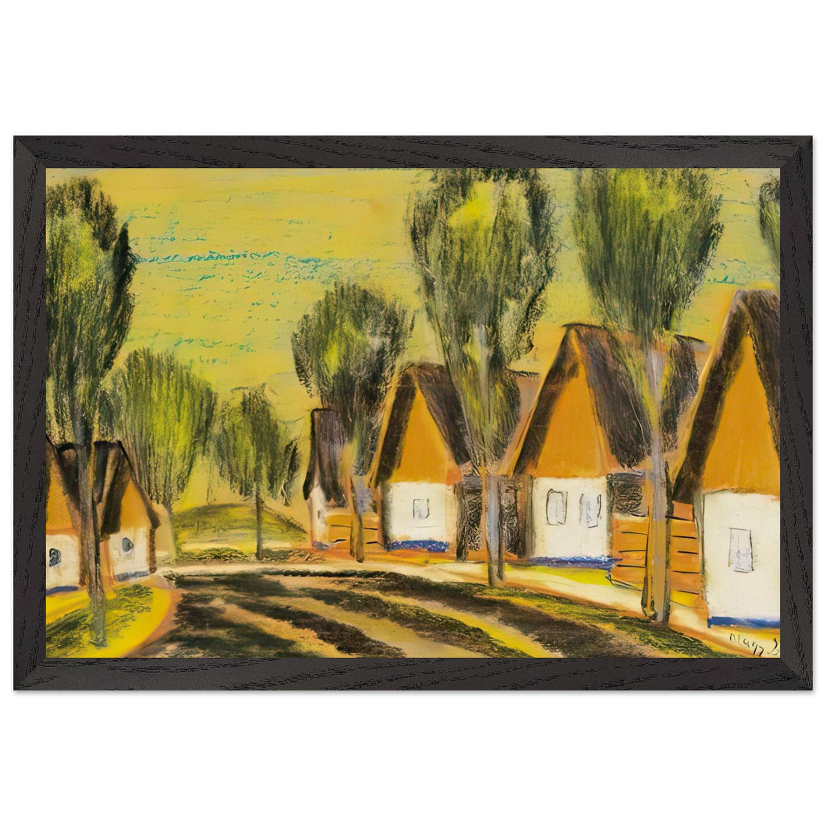 Village-row of Houses by Istvan Nagy, framed poster, view 2