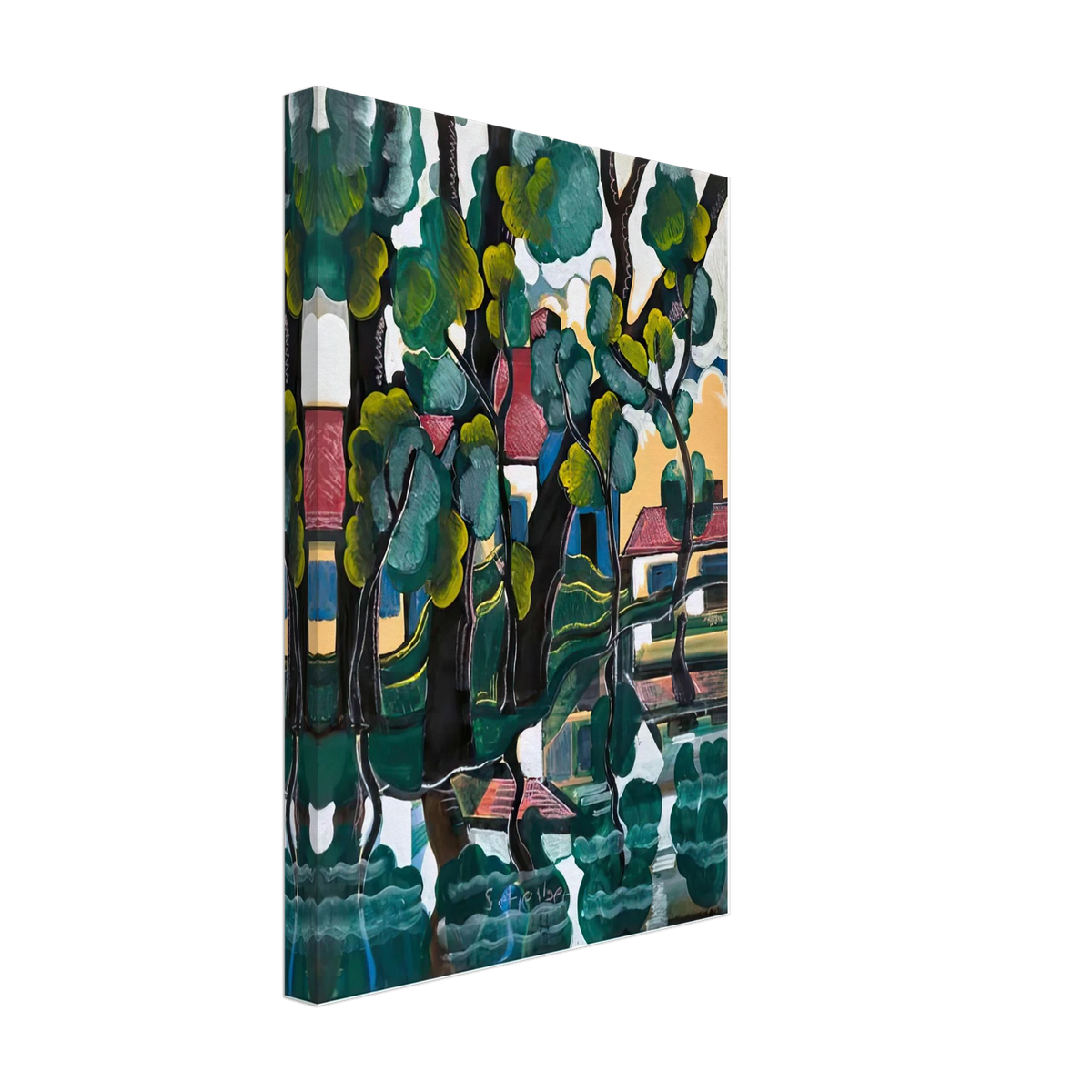 Vízparti Házak by Scheiber Hugó, canvas, view 2