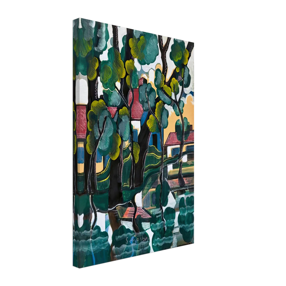 Vízparti Házak by Scheiber Hugó, canvas