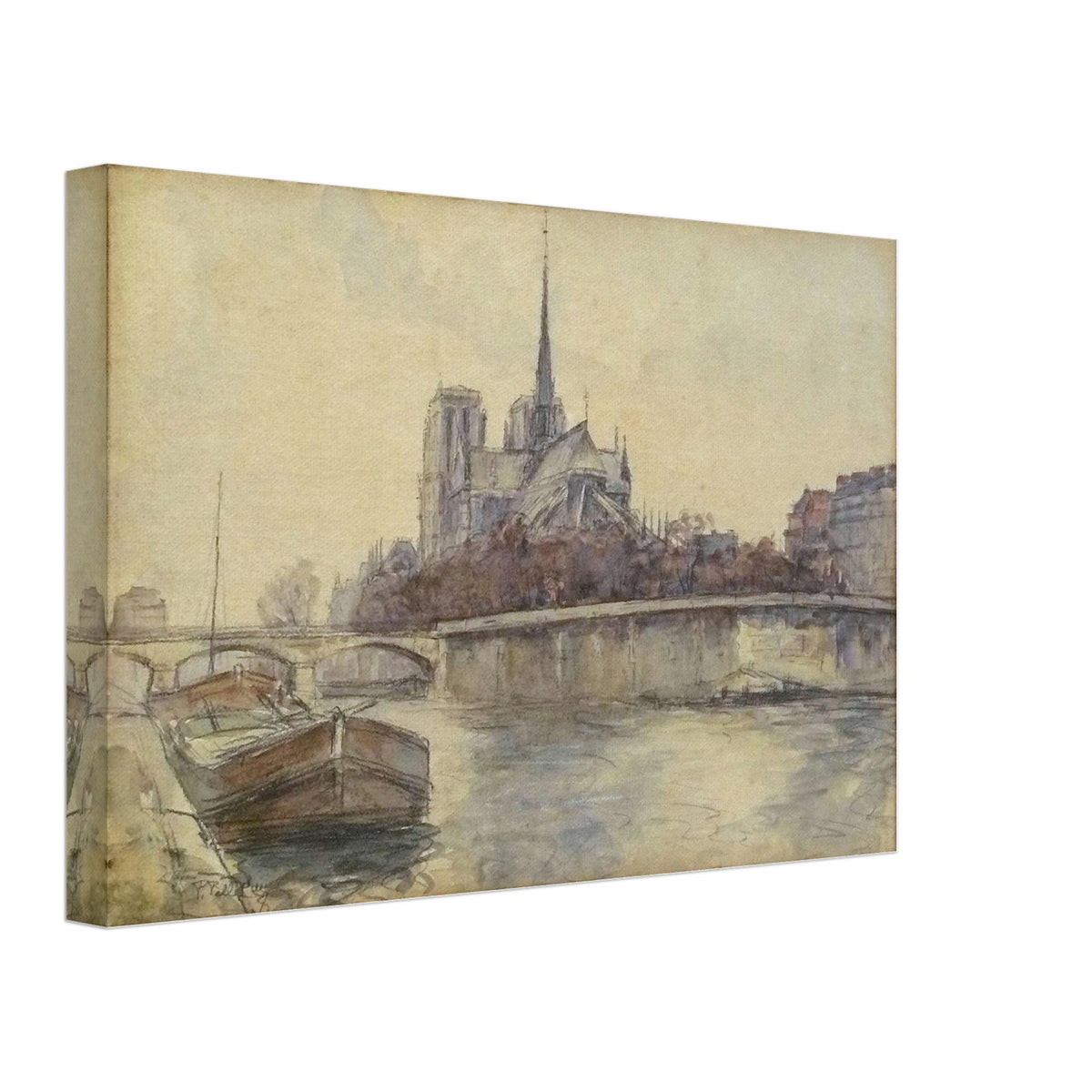 Vue de Notre-Dame de Paris depuis les Quais by Pierre-Jacques Pelletier, canvas, view 2