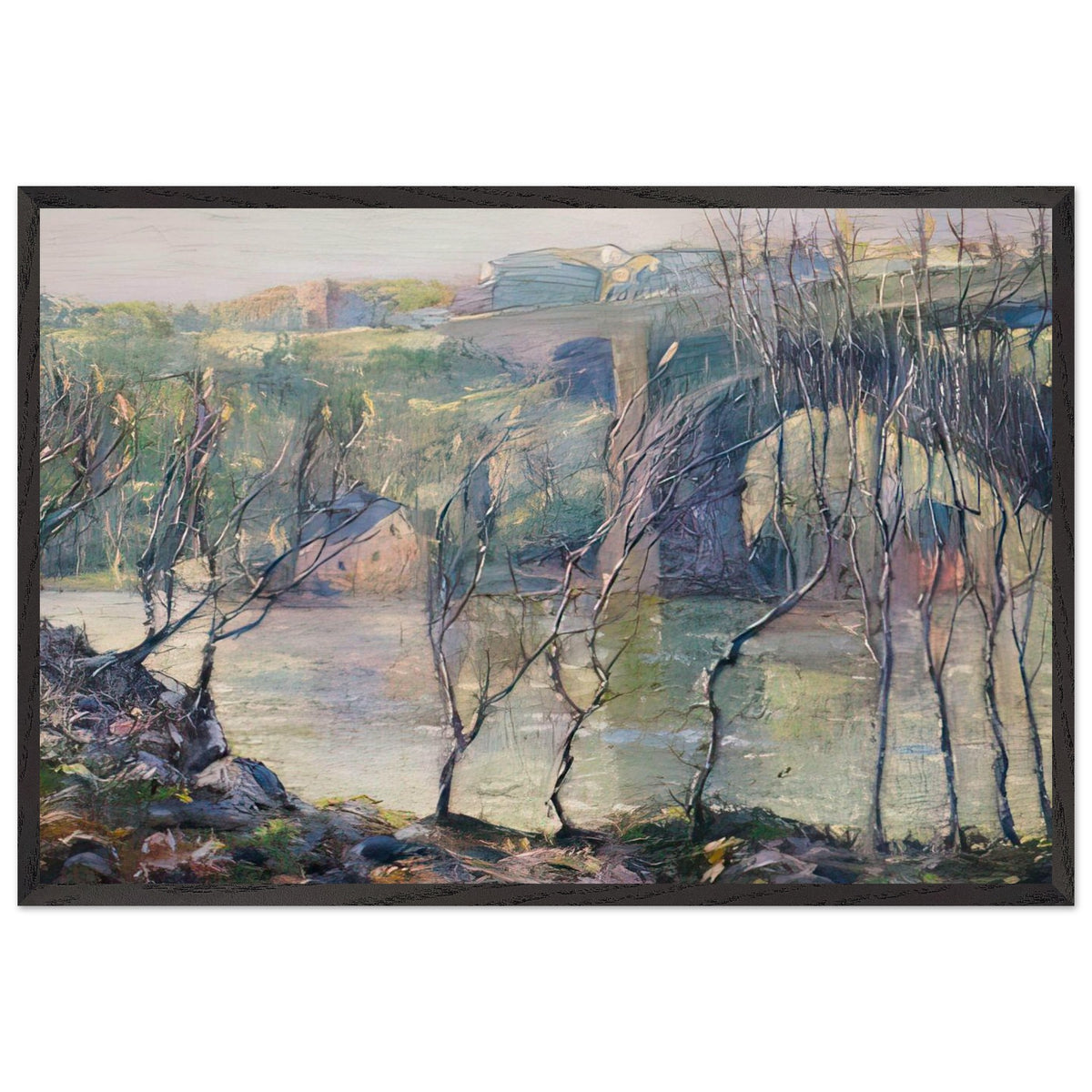 Washington Bridge, Harlem River by Ernest Lawson, framed poster