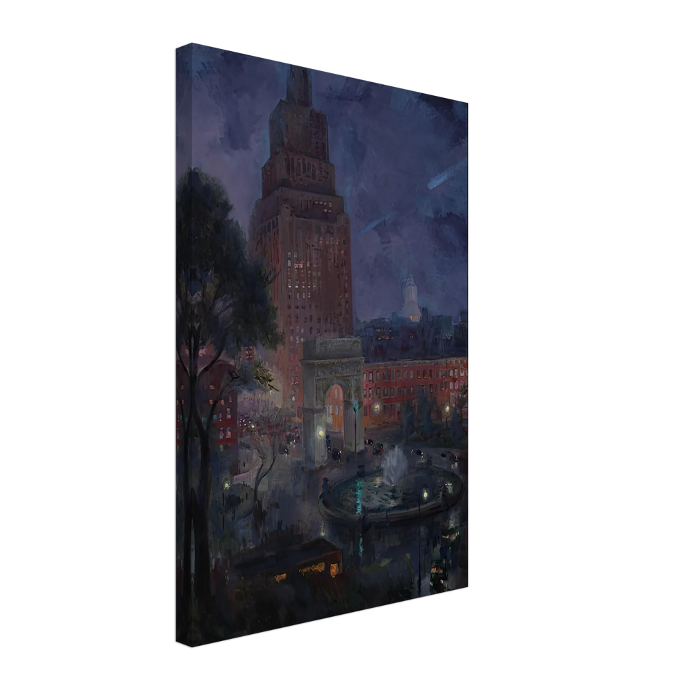 Wet Night, Washington Square by John French Sloan, canvas