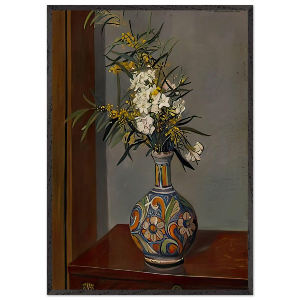 White Flowers in a Vase Decorated by Felix Vallotton, framed poster, view 3