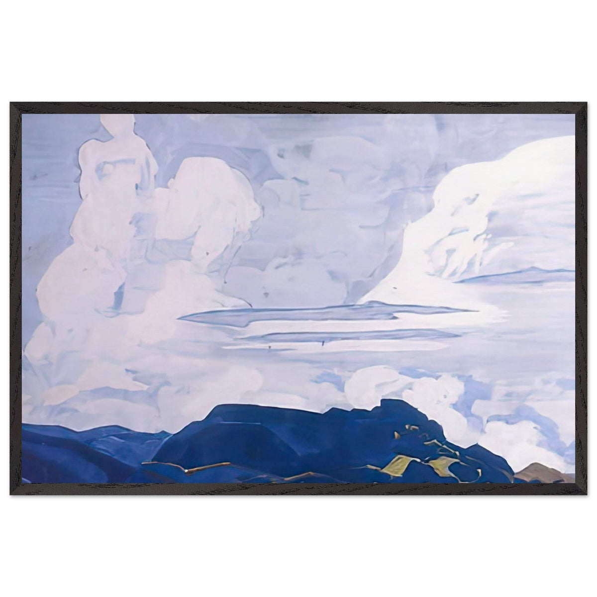 White Horsemen by Nicholas Roerich, framed poster