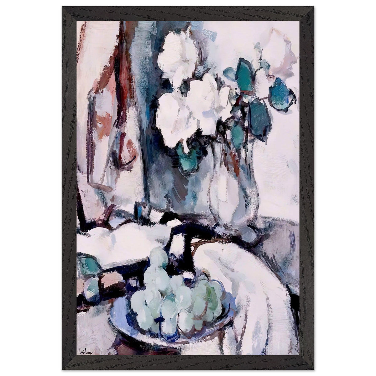 White Roses and Grapes by Samuel Peploe, framed poster, view 2