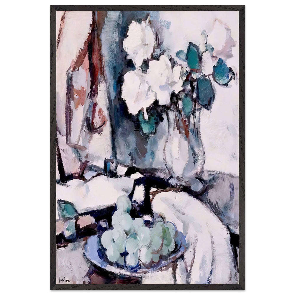 White Roses and Grapes by Samuel Peploe, framed poster