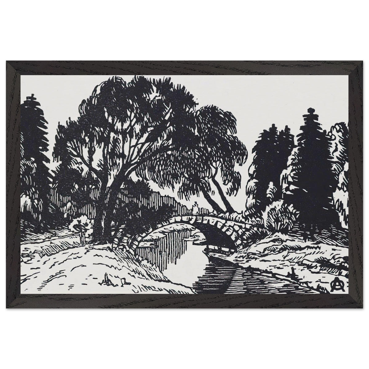 Willows near Novosilviysky Bridge by Anna Ostroumova-Lebedeva, framed poster, view 2