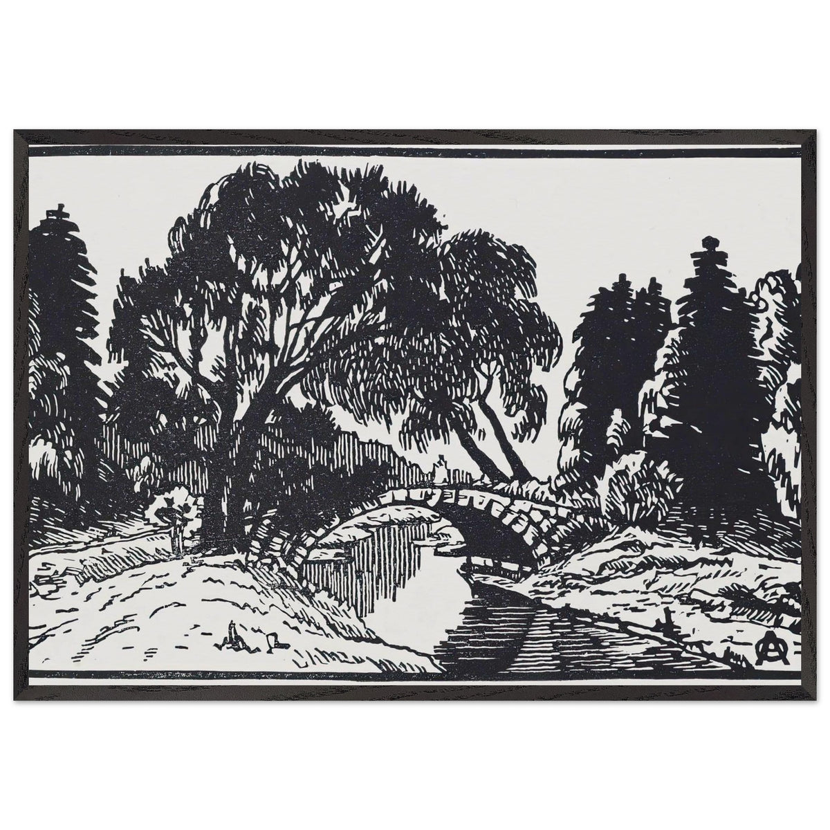 Willows near Novosilviysky Bridge by Anna Ostroumova-Lebedeva, framed poster, view 3