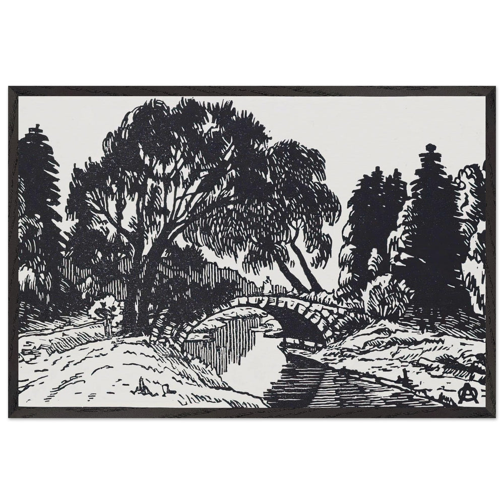 Willows near Novosilviysky Bridge by Anna Ostroumova-Lebedeva, framed poster