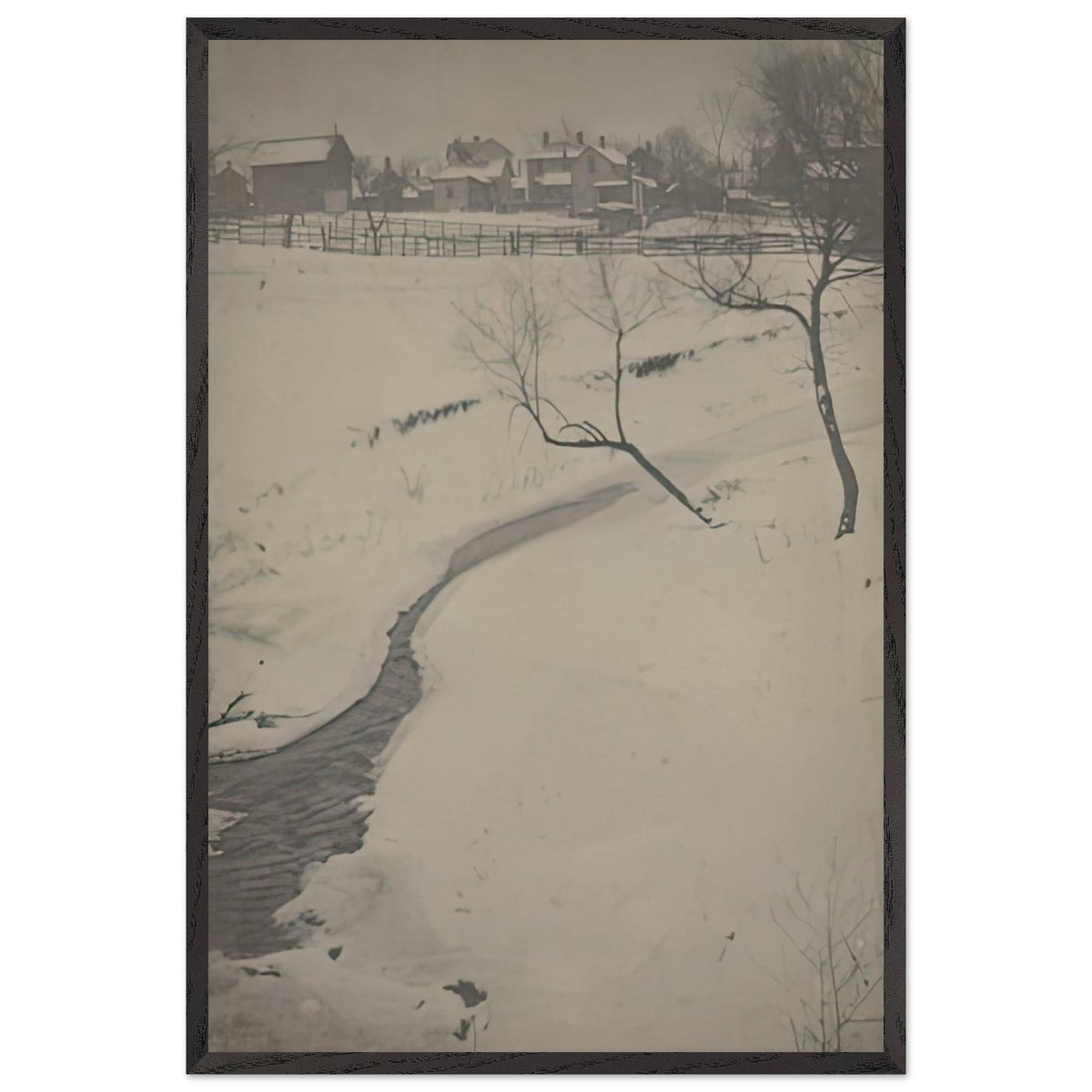 Winter Landscape, Newark, Ohio by Clarence White, framed poster