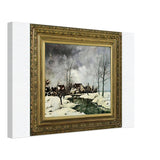 Winterlandschap met huizen aan rivier by Arnold Marc Gorter, canvas