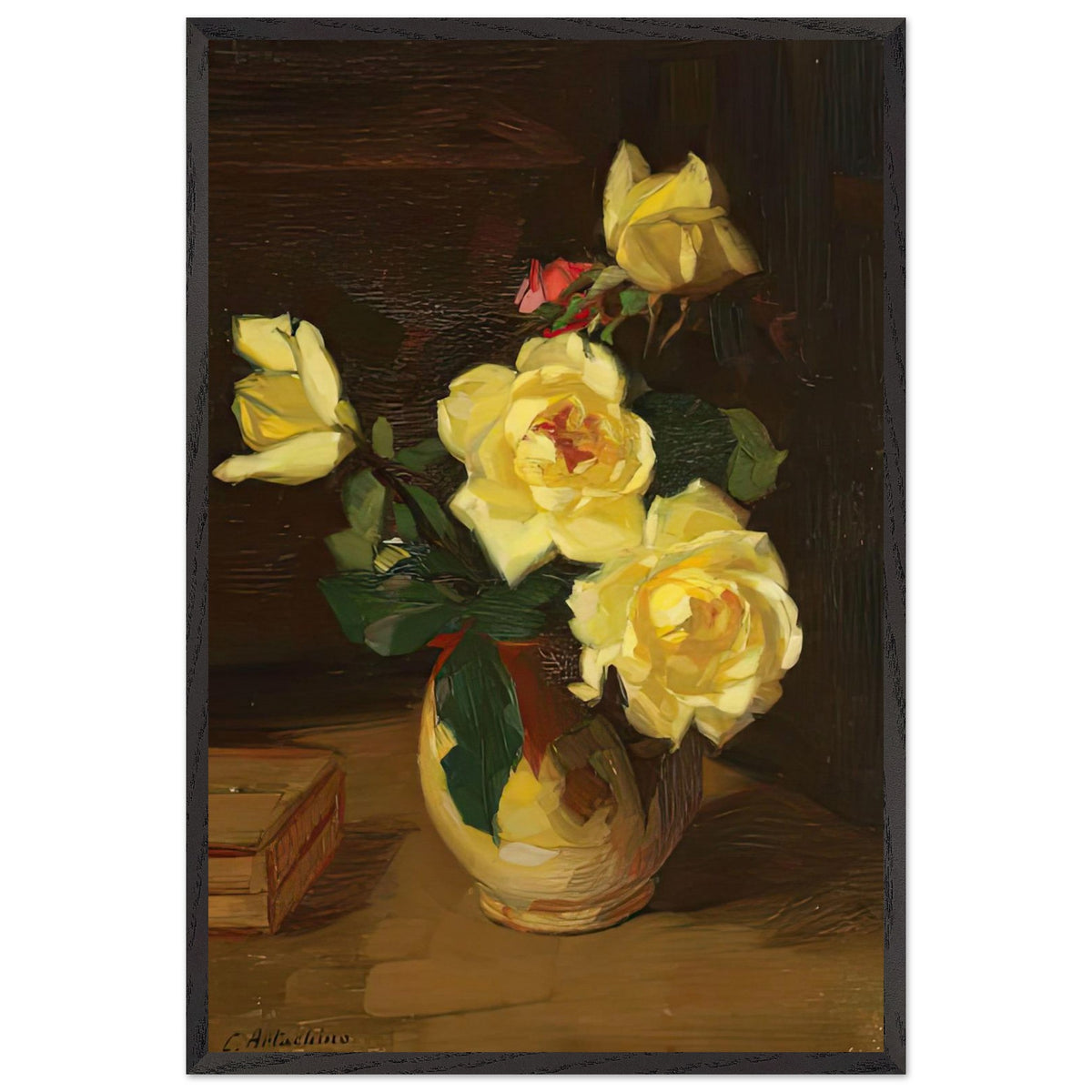 Yellow Roses by Constantin Artachino, framed poster