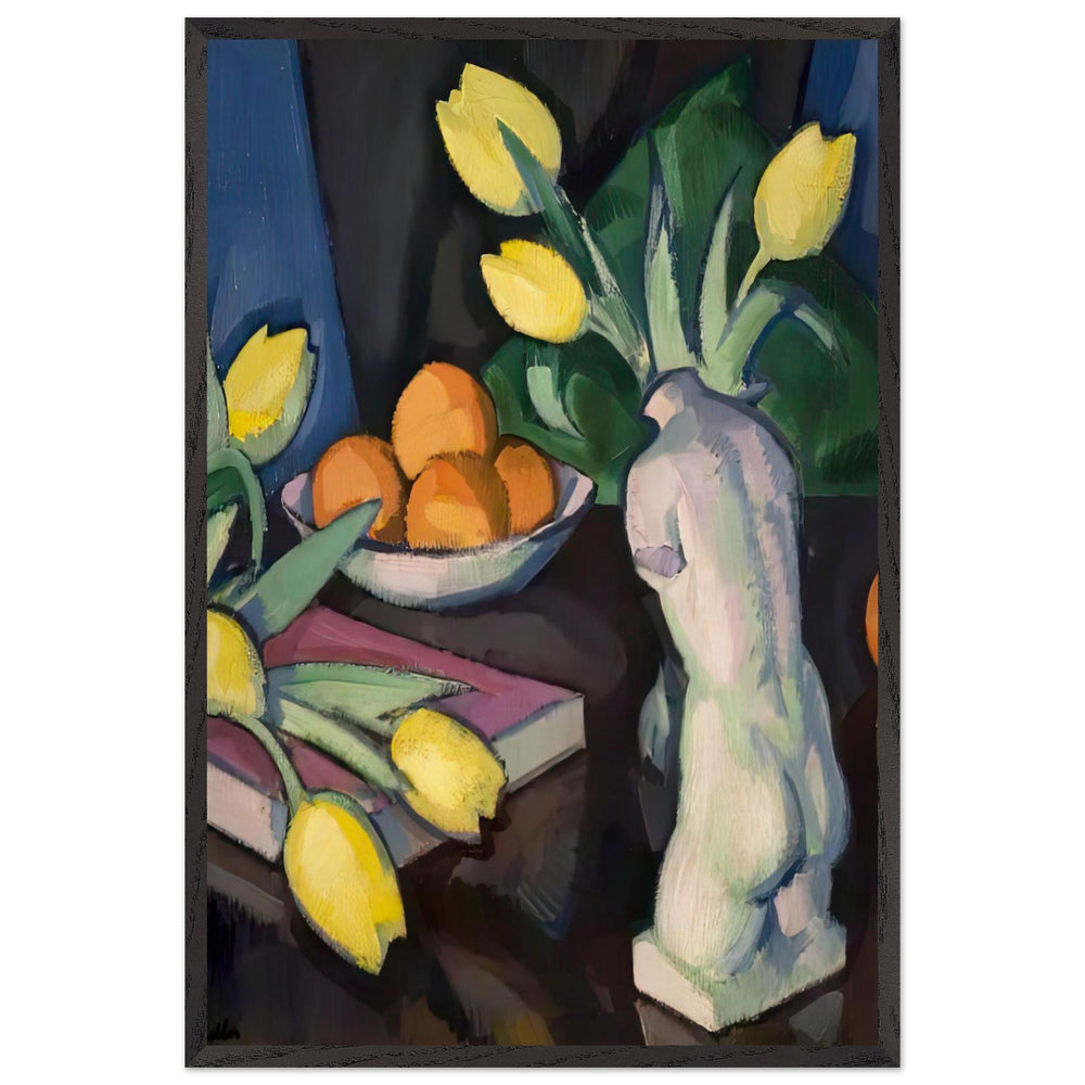 Yellow Tulips and Statuette by Samuel Peploe, framed poster